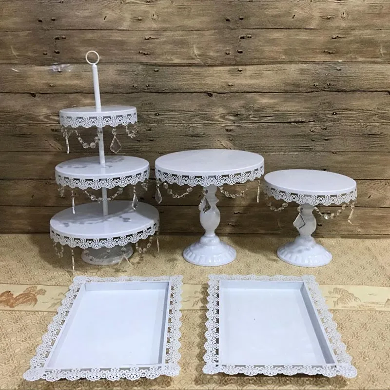 5pcs white Металлический торт Стэн круглый Свадьба День Рождения Вечеринка десерт, капкейк пьедестал десертный поднос - Цвет: 5pcs white