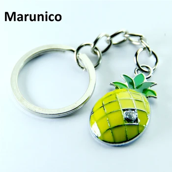 

FREE SHIPPING BY DHL 100pcs/lot Lovely Pineapple Keychains Metal Zinc Alloy Fruit Keyrings for Gifts