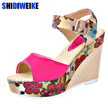 2019 Women Sandals Summer Platform Wedges Casual Shoes Woman Floral Super High Heels Open Toe Innrech Market.com