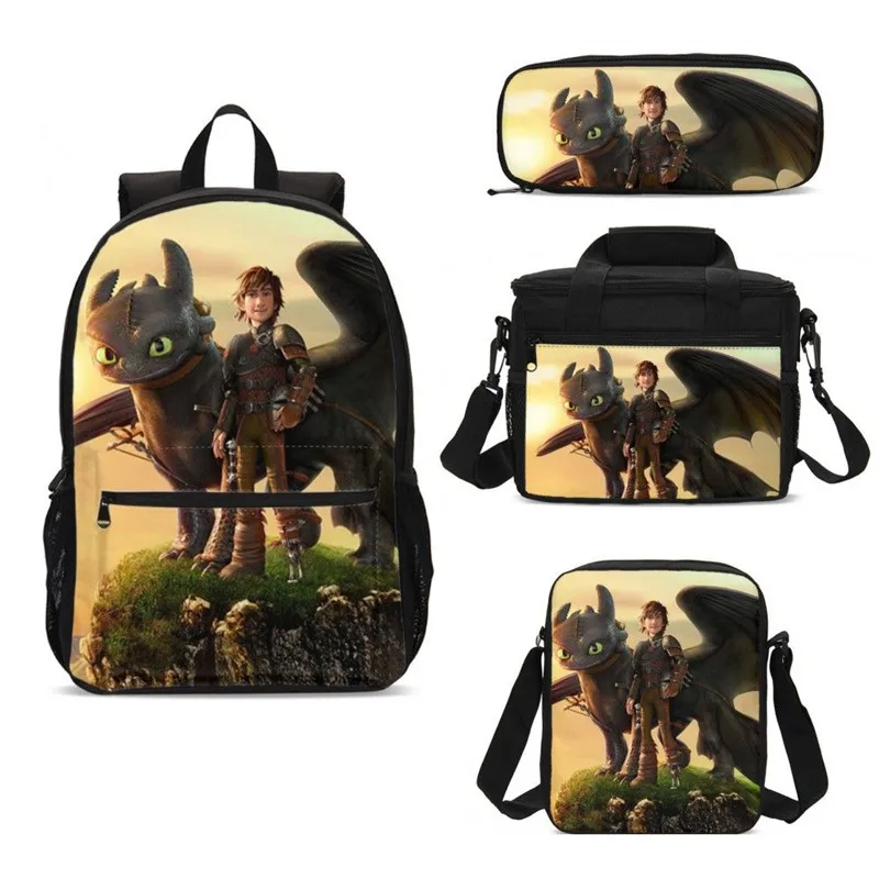 4 stks/set Portfolio Schooltassen Voor Jongens Meisjes Cool Anime Cartoon Hoe Train Your Dragon 3D Afdrukken Boekentas Rugzak stachel 4 stks/set Portfolio Schooltassen Voor Jongens Meisjes Cool Anime Cartoon Hoe Train Your Dragon 3D Afdrukken Boekentas Rugzak stachel