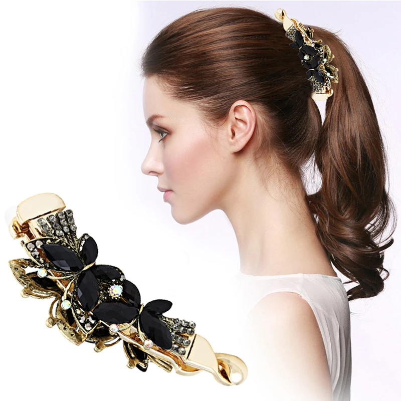 

Women Banana Hair Clip Claw Holder Butterfly Resin Hairpin Vintage 108x31mm