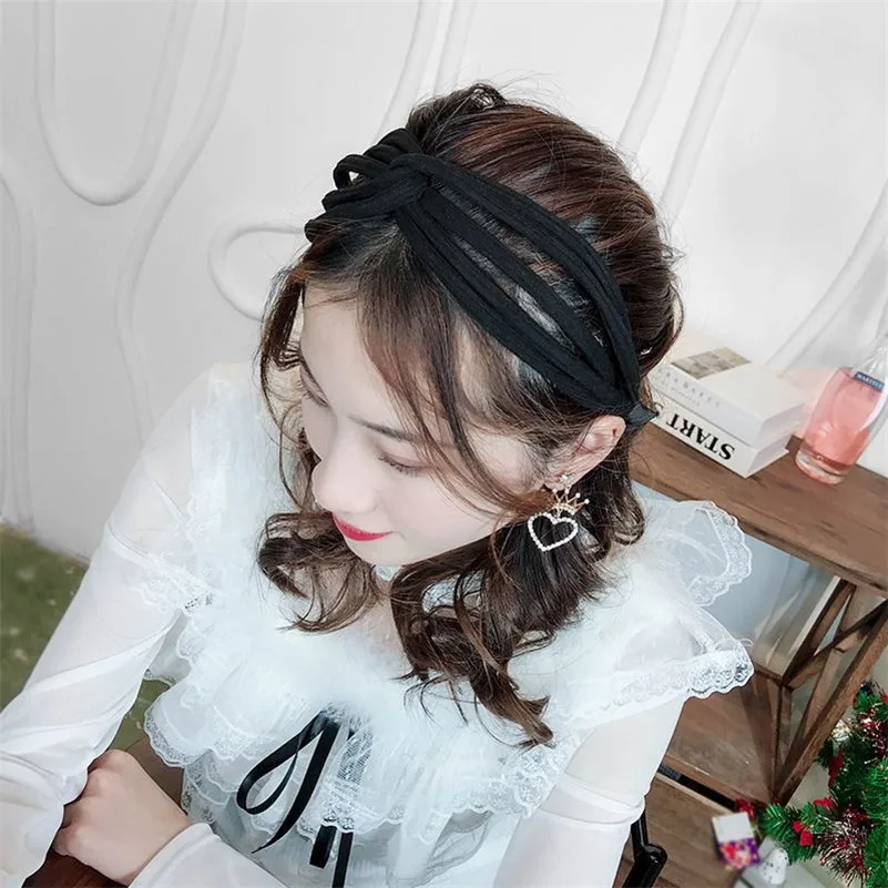 Модная женская повязка на голову, корейский дизайн, повязка на голову с узлом, тюрбан, обруч для волос, ручная работа, повязка для волос для девушек, аксессуары для волос