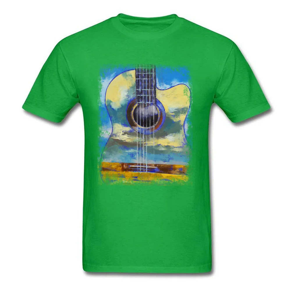 GUITAR CLOUDS On Sale Birthday Tops T Shirt Round Neck VALENTINE DAY Pure Cotton Short Sleeve T-Shirt for Men Custom Tshirts GUITAR CLOUDS green