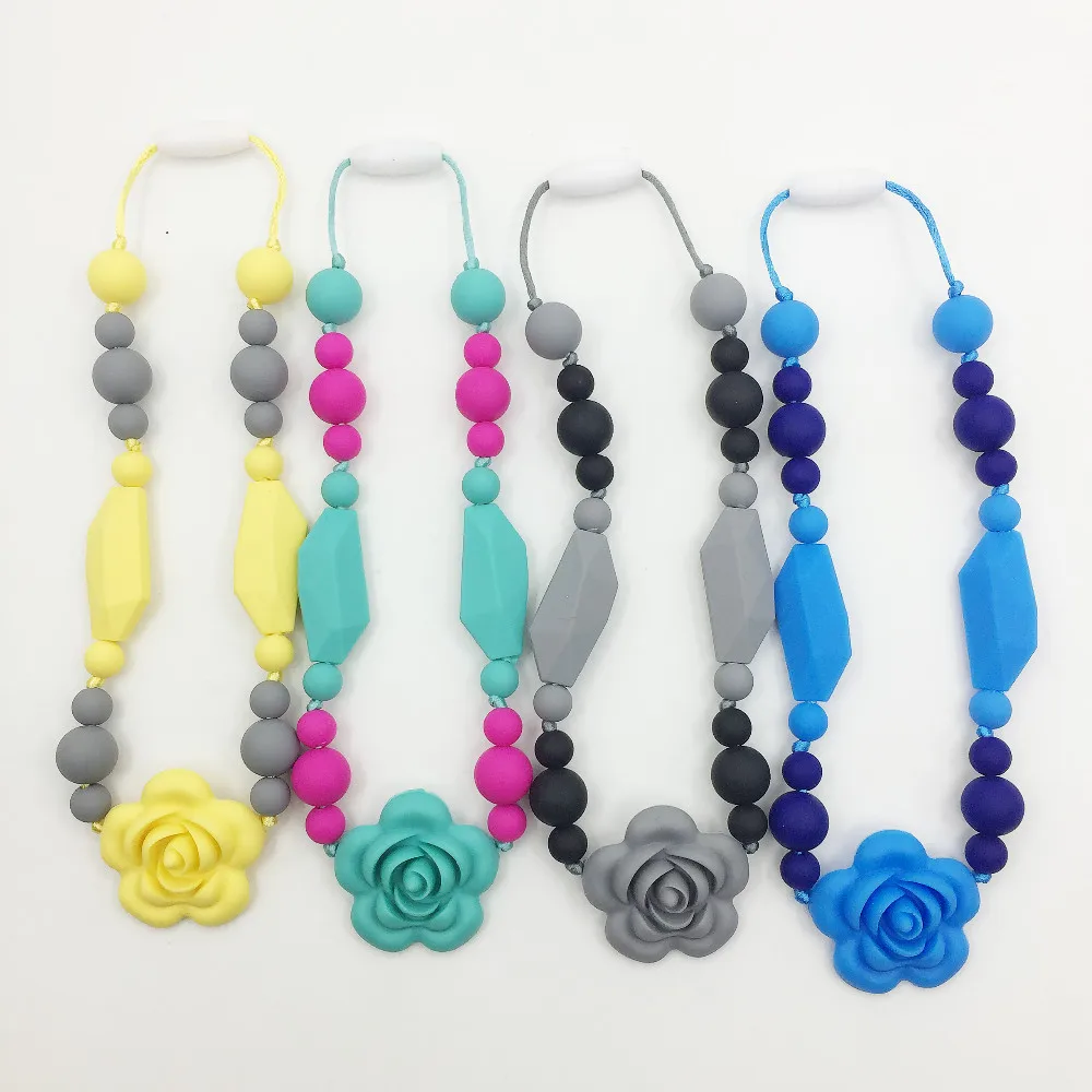 

5pcs flower Beads - Rose FLower Baby Silicone Carrier Teething Accessory - Pink flower Teether Toy Sunflower baby teething toys