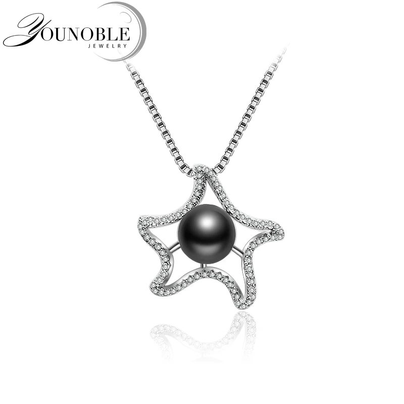 

Summer best match Starfish pendant women,girls gift freshwater natural black pearl pendant jewelry in box