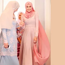 Oumeiya OMY188 Turkish Hijab Fashion Islamic Clothing Long Dress Long Sleeve Muslim Evening Dress Abaya Dubai Appliqu Dress