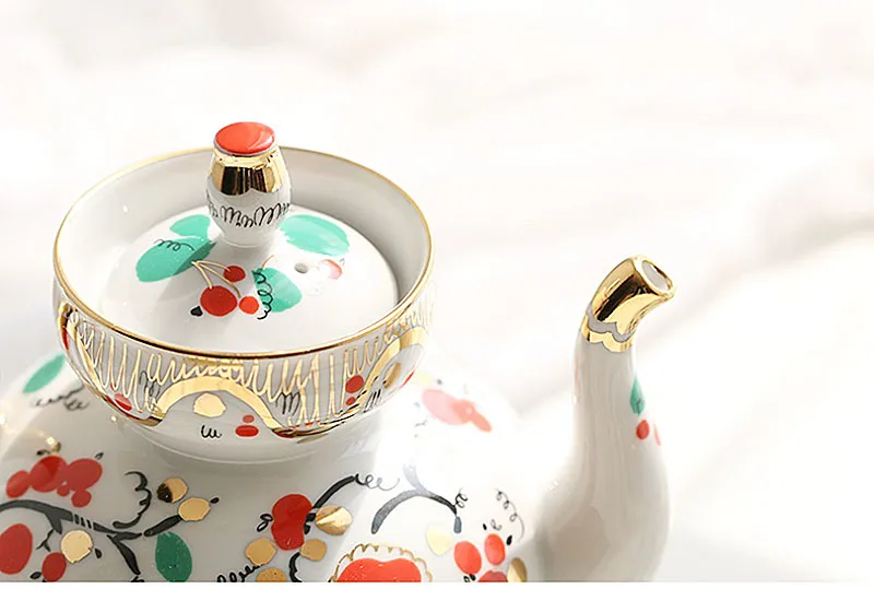 Русский Королевский ручной работы керамический ломонсов красный петух из настоящего золота декоративный чайник мини-чайник
