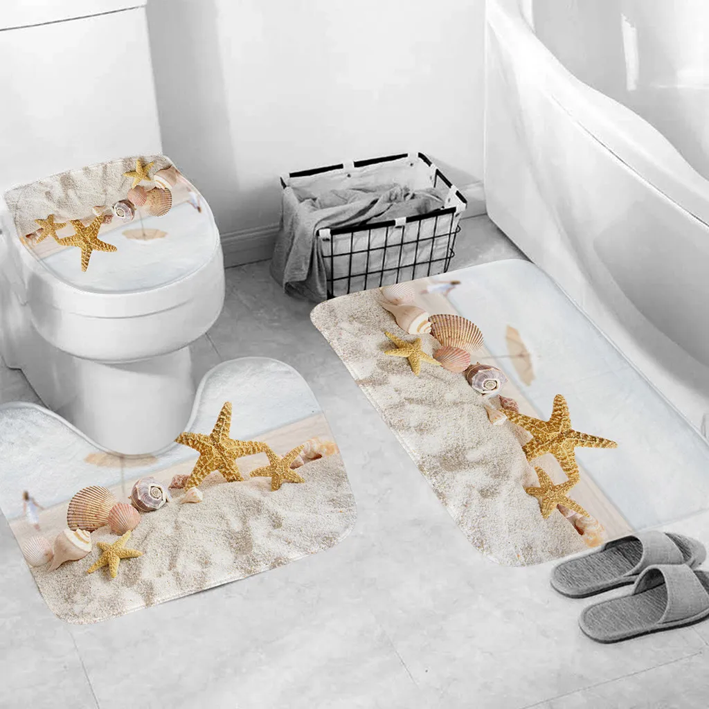 Набор ковров из 3 предметов для ванной комнаты с 3D печатью, нескользящий коврик для ванной комнаты, коврик для ванной комнаты, кухонный коврик, декоративные коврики для унитаза, крышка для бака, коврик L0605
