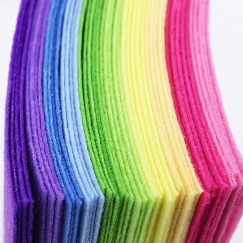 

40 Pcs/Lot Patchwork Rainbow Color Felt Fabric For Diy Sewing Felt Craft Dolls Polyester Cloth Felt Sheets 10*15CM