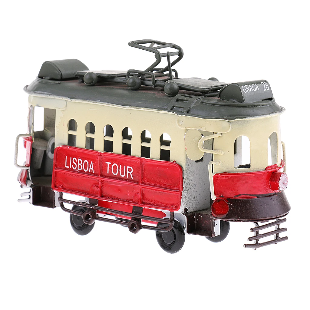 Vintage Scale Tram Model Diecast Vehicle Toy Streetcar Decoration Kids Gift