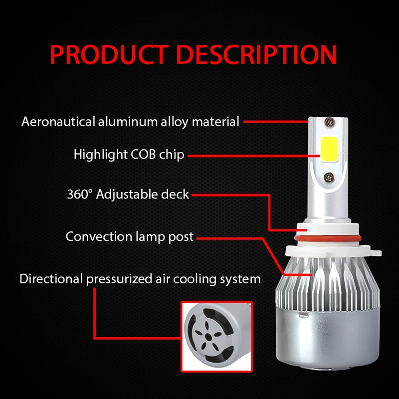 Автомобильный C6 9006 светодиодный фар комплект для переоборудования лампы 80 Вт