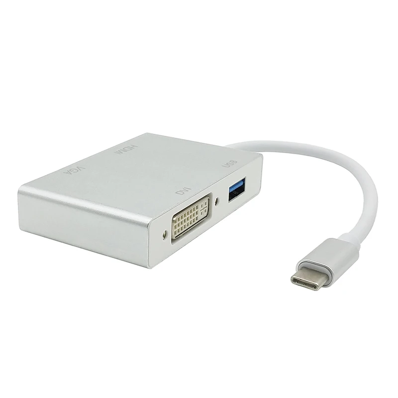 USB C Type C to HDMI VGA DVI USB3.0 Adapter 4in1 USB 3.1 USB-C Converter Cable for Laptop Apple Macbook Google Chromebook Pixel (2)
