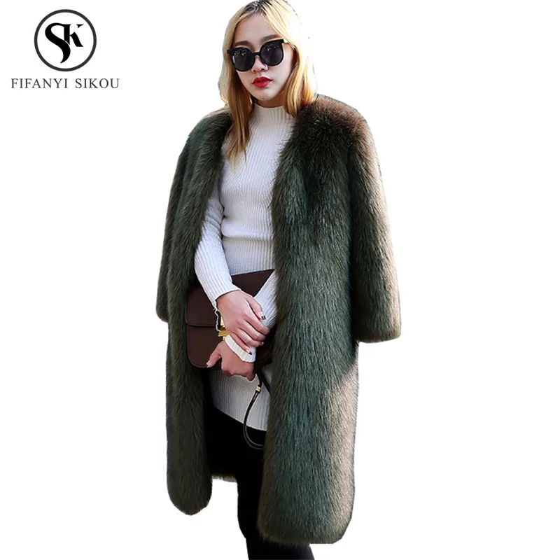 

Winter Faux fur coat Women Fluffy Soft Faux Fox Fur Coats Female Loose Fashion Warm Fourrure femme Outerwear 2018 New Fur Jacket