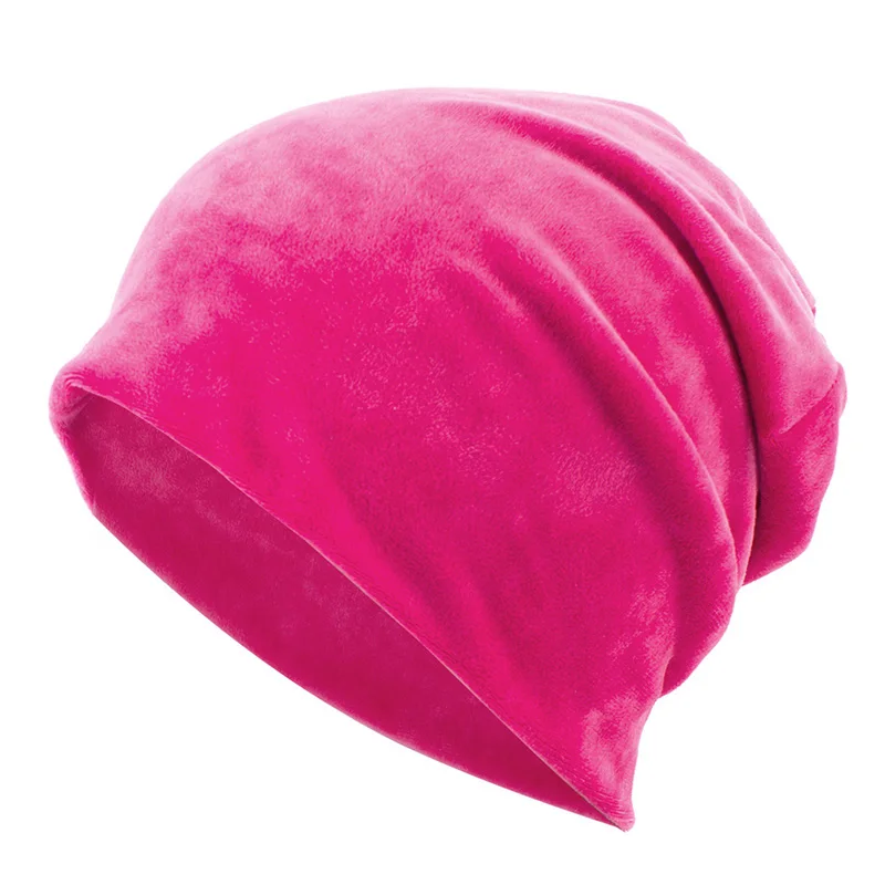 Бренд Geebro, женские велюровые шапки бини, весна, повседневная шапка для женщин, полиэстер, с черепом, бини, Балаклава, женская шапка - Цвет: Pink