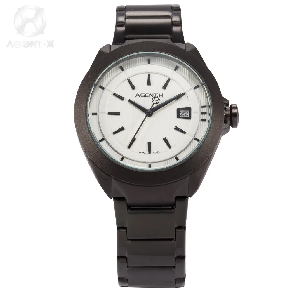 

Brand New AGENTX Mens White Dial Date Display Masculino Relojes Analog Stainless Steel Round Case Men Quartz Wristwatch / AGX060