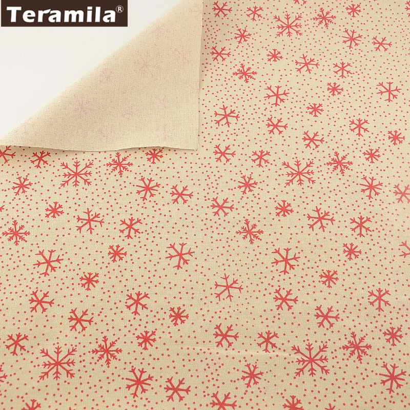 Cotton Red Snowflake Designs Linen Fabric Sewing Material Tissu TERAMILA Tablecloth Pillow Bag Curtain Cushion Zakka CM | Дом и сад