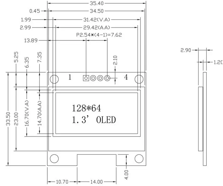 1,3 дюймовый 4PIN белый/синий OLED экран с адаптером платы SSD1306 Привод IC 128*64 IIC интерфейс