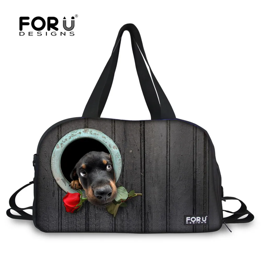 

FORUDESIGNS Rose Dogs Lovely Printing Women Gym Bag Training Fitness Sports Bag Men Yoga Pack Traveling Sports Bag Middle Size
