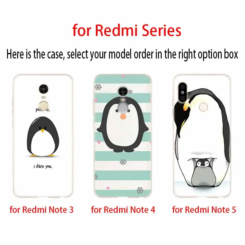 Силиконовый прозрачный чехол с милым пингвином для Xiaomi Redmi 9A 8A 7A 6A 9AT Note 9 8 7 6 5 Pro 8T 9S