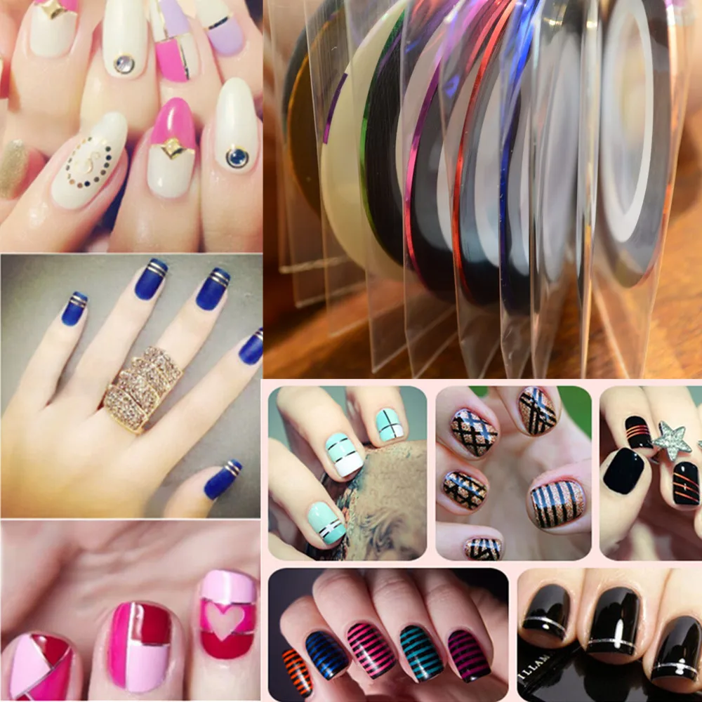 

1x Retail 10 Colors Nail Art Tape Lace Line Striping Sticker Nail Decorations Beauty DIY Tips Nail Guides Styling Tools TRNC124