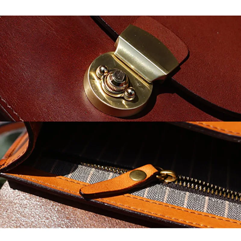 AETOO Handmade one-shoulder slanted handbag, women's leather bag, Japanese small vintage saddle bag