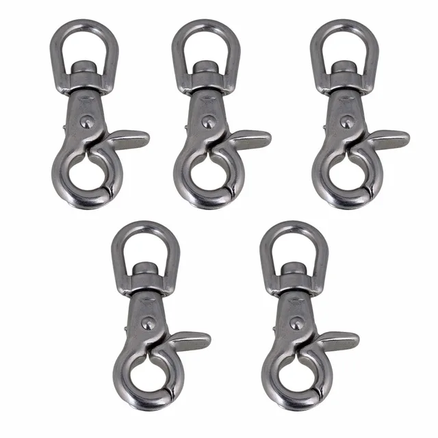 Silver 304 Stainless Steel Multi purpose Swivel Eye Lobster Clasps Clip Spring Fastener 5pcsin