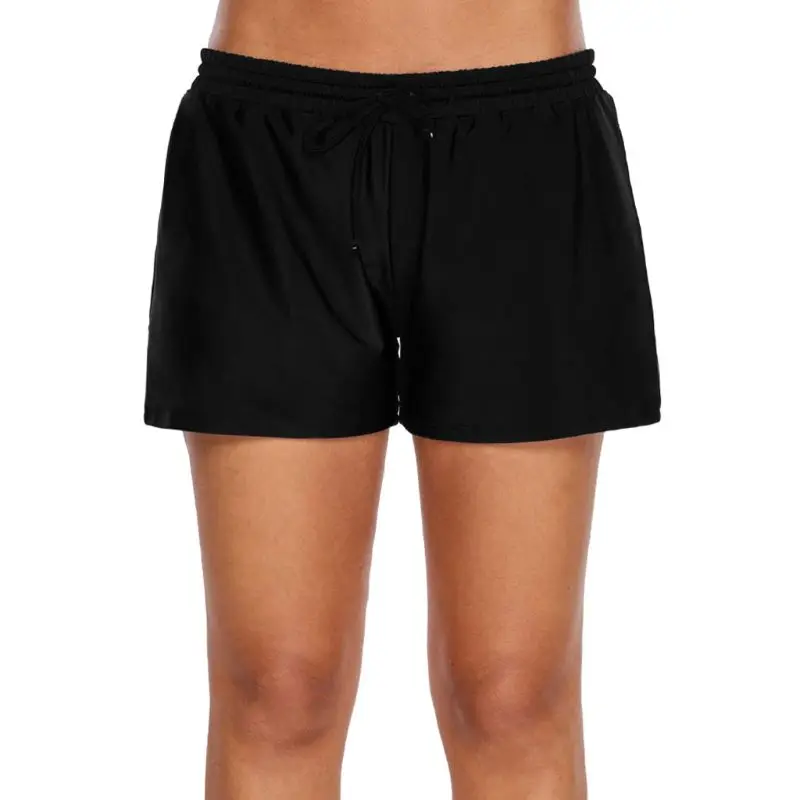 

Women Summer Plus Size Stretch Board Shorts Adjustable Drawstring Elastic Waistband Bottoms Solid Color Quick Dry Swim Boyshorts