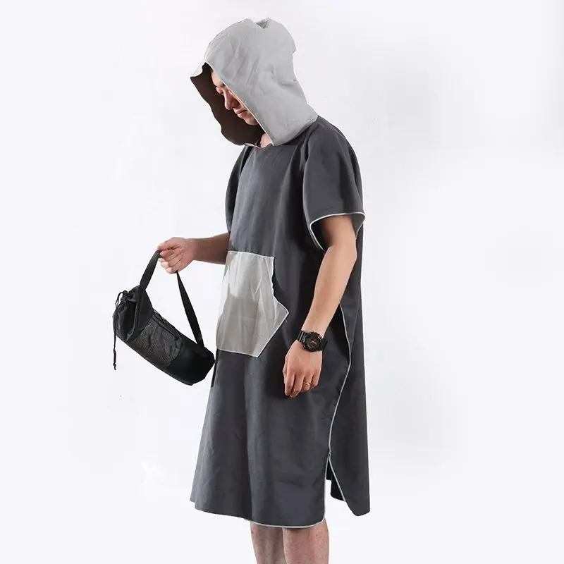 Microfiber Wetsuit Changing Robe Poncho with hood Quick Dry Hooded Towels for Swim Beach & Pool Compact & Lightweight Swim Towel 2