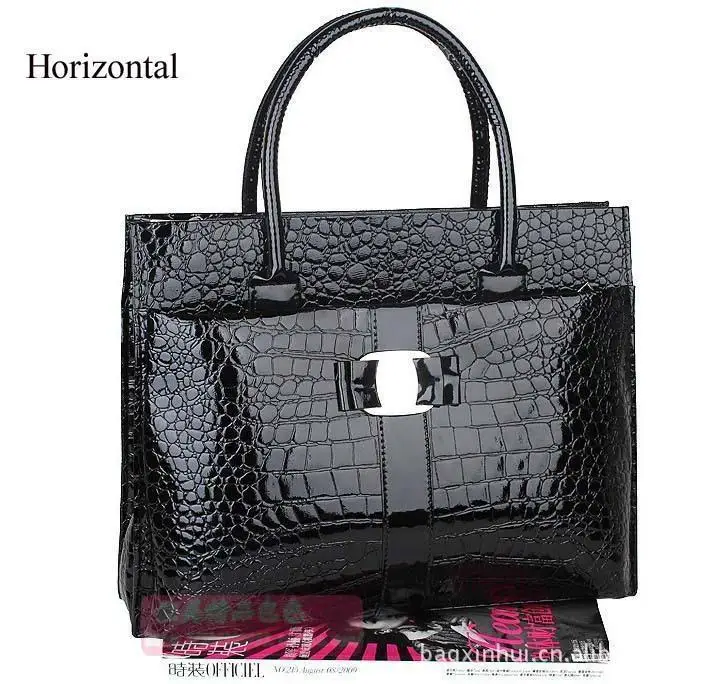 European office laides handbags Fashion crocodile pattern shoulder bags Luxury patent leather women messenger bags women