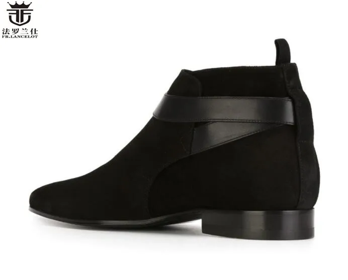 Men Fr.Lancelot Real Leather Pointed Toe Chelsea Boots British Style Fashion Winter