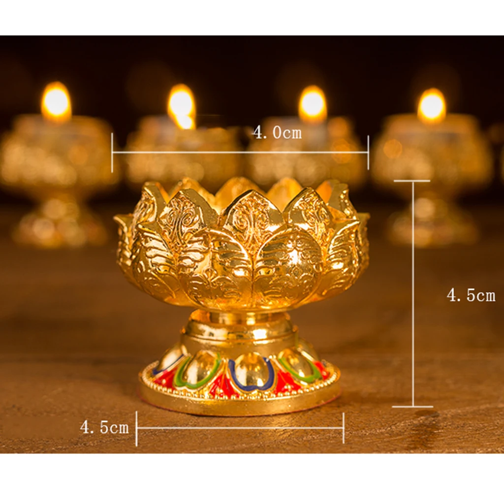 45/76mm Height Buddha Lotus Butter Candle Lamp Holder Base Burner for Home Praying Safe/ Fortune/ Luck