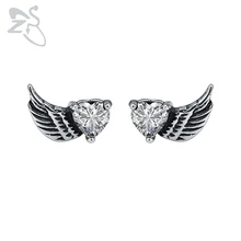 ZS серьги с цирконием кубической огранки в форме сердца для мужчин и женщин хип-хоп ювелирные изделия из нержавеющей стали для мужчин и женщин панк серьги в байкерском стиле