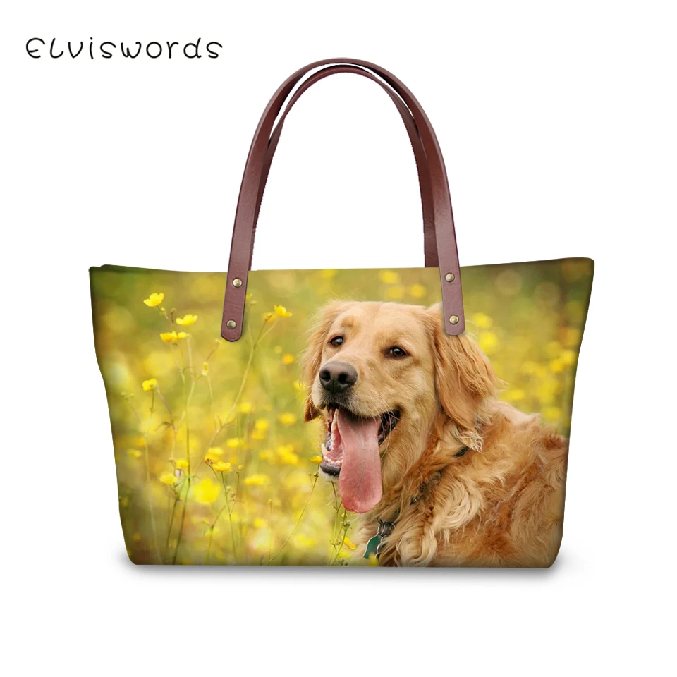 

ELVISWORDS Fashion Women's Handbags Cute Labrador Pattern Totes Woman Cross Body Bags Sac a Main Little Animal Girls Purse Bags