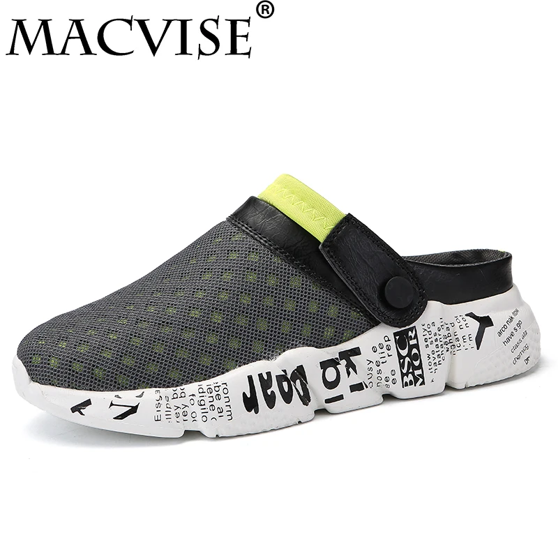 Men's Croc Sandal Slippers Mesh Breathable Beach Flip Flops Flat Shoes Summer New Non-slip Light Sandals for Men