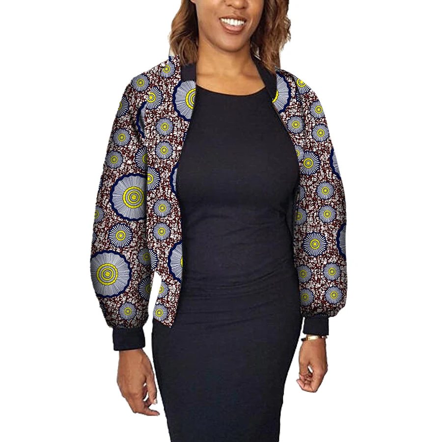 

Fashion Women Full Jacket Casual African Stand Coats Lady Dashiki Coats Print Batik Costume Africa Clothing Customized