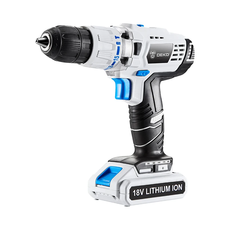 

DEKO GCD18DU3 Electric Impact Drill Power Driver 18-Volt DC Lithium-Ion Battery Screwdriver Cordless Drill 13mm 50N.m 2-Speed