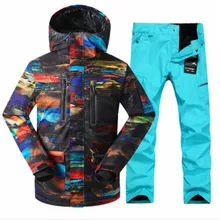 Зимняя мужская куртка спортивные костюмы лыжный комплект Gsou зимняя мужская лыжная куртка. мужской лыжный костюм+ брюки сноуборд
