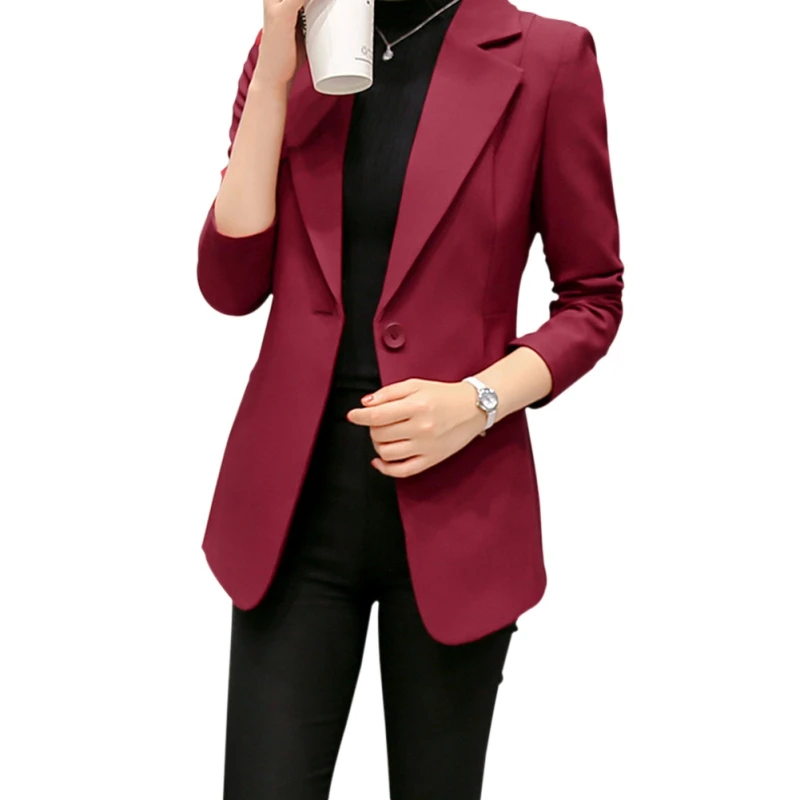 

2018 Fashion Spring Autumn Fashion Single Button Blazer Office Lady Formal Blazers Solid Women Blazers Jackets