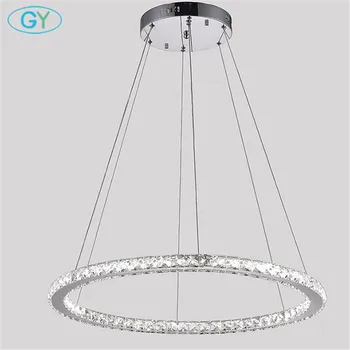 

Modern D60cm D70cm D80cm LED ring chandelier 30W 36W 42W led crystal lustres Chrome ceiling chandelire lighting luminaire