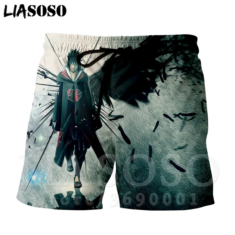 LIASOSO Новый 3D принт Аниме Наруто Саске мужские шорты классные пляжные повседневные шорты Boardshorts набедренную повязку брюки X1115