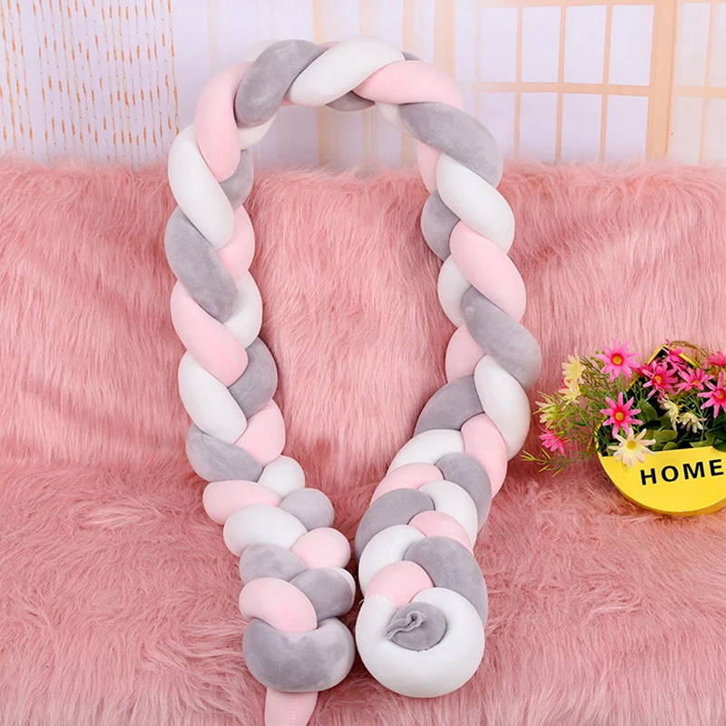 1Pcs 1M/2M/3M Baby Handmade Nodic Knot Newborn Bed Bumper Long Knotted Braid Pillow Baby Bed Bumper Knot Crib Infant Room Decor
