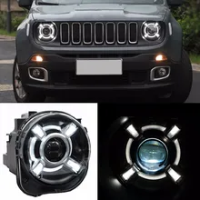 Для Jeep Renegade скрытый светодиодный фары с DRL и биксеноновым проектором для Jeep Renegade HID фары с светодиодный DRL