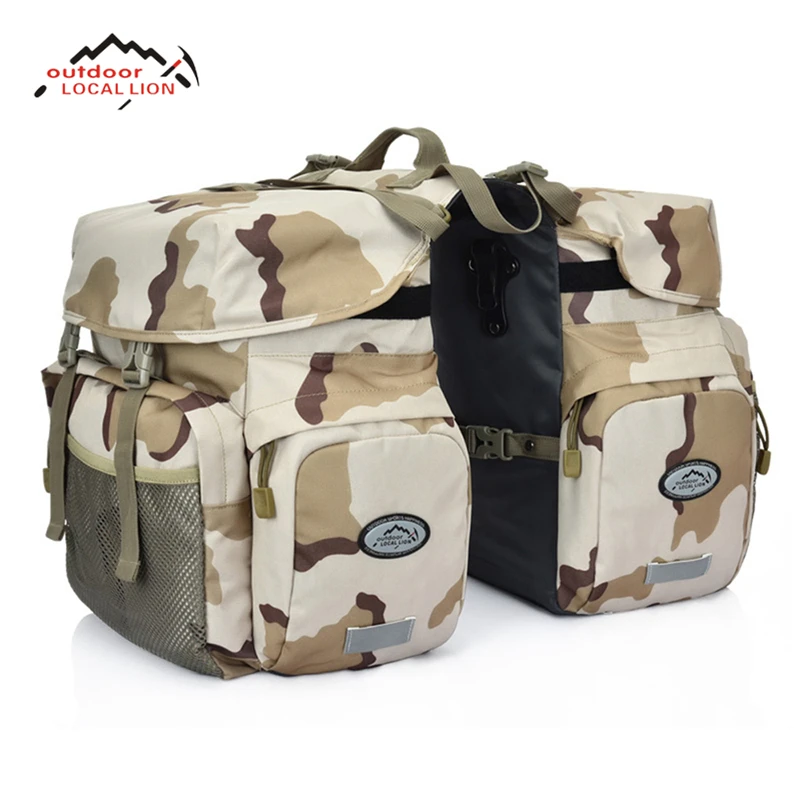 Best LOCALLION Retro Canvas Bicycle Carrier Bag 50L Rear Rack Trunk Bike Luggage Back Seat Pannier Reflectivs Cycling Storage Two Bag 1