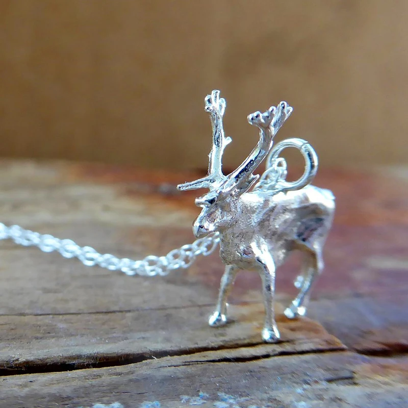 Милые женские ожерелья с лошадьми и оленями, Подвески, Мода 925, серебряная цепочка, ожерелья для женщин, винтажные Свадебные украшения в виде животных