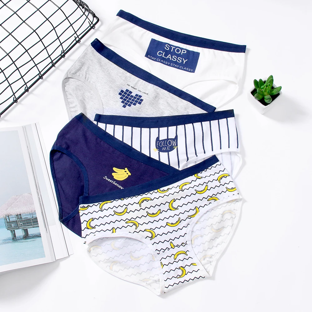 ZQTWT 5Pcs/Lot Heart Banana Women Cotton Sexy Panties Cotton Cute