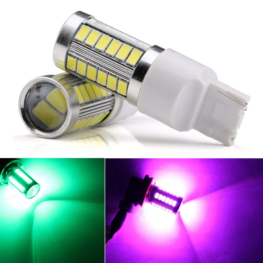 

CYAN SOIL BAY Pink Purple Green 33SMD T20 5630 7440 33 LED Backup Light Canbus Error Free DC 12V Fog Bulb