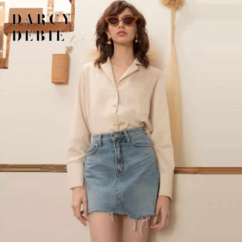Darcydebie осень Для женщин Повседневное сладкие блузки отложной воротник длинный рукав Однобортный свободные ленивый пижамы ветер рубашка