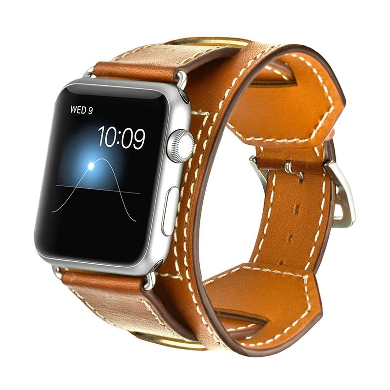 Роскошный классический браслет для Apple Watch 42 мм 38 мм ремешок из натуральной кожи ремешок для iwatch 40 мм 44 мм группа серии 4 3 2 1 - Цвет ремешка: Brown