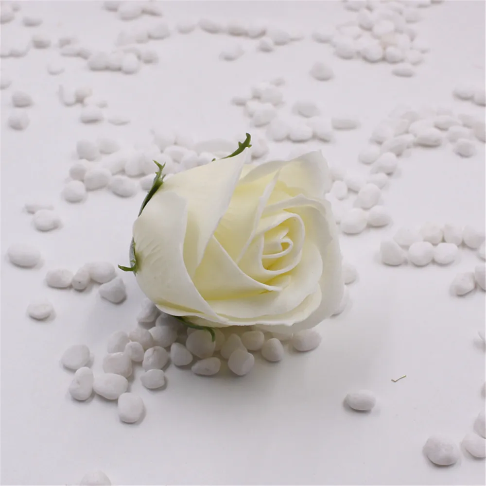 5 шт./лот недорогое мыло голова романтическая роза Свадьба День Святого Валентина подарок украшение для свадебного банкета дома искусственный цветок клип искусство - Цвет: Milk white