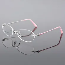 Розовые ультра-легкие женские бескаркасные алмазные очки с оправой для чтения очки для близоруких по рецепту
